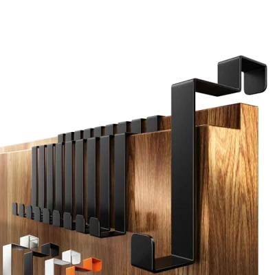 Immagine di 4smile Ganci per porta Set da 10 pezzi, colore nero Gancio in acciaio inox appendere all&#039;interno, porte pieghevoli, interne, interni