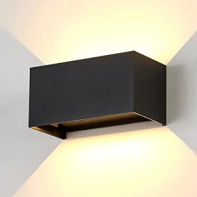 Immagine di Dr.lazy 20W Lampada da Parete per Interni/Esterno LED Moderno, Applique Muro in Alluminio Angolo,Lampada su e Giù Regolabile Design Angolo IP65 Impermeabile (Nero/Bianco Caldo)
