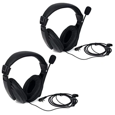 Immagine di Retevis R114 Walkie Talkie Cuffie Cancellazione del Rumore VOX Overhead Auricolare 2 Pin Compatibile con Ricetrasmittente RT24 RT27 RT22 RT15 Baofeng BF 888S UV 5R Kenwood (2 pezzi)