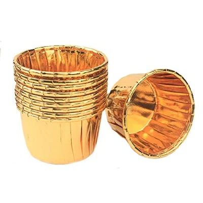 Immagine di SPESH 50 Pz Stampi per Cupcake Pirottini in Carta Muffin Usa e Getta Tazze di Cottura Cupcake(Oro)