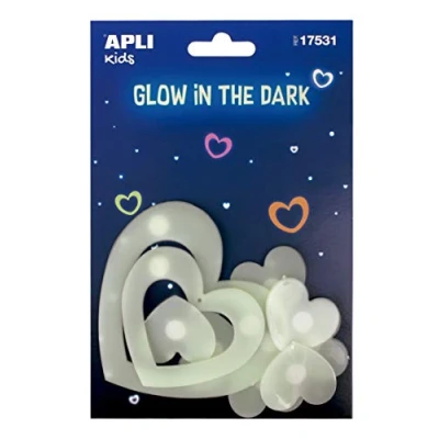 Immagine di Adesivi luminescenti a forma di cuore, 9 pezzi.