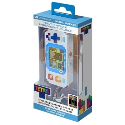 Immagine di Tetris Pixel Player: videogioco Tiny con licenza ufficiale, gioco di puzzle strategico 10 giochi bonus, portachiavi portatile arcade, per bambini e adulti