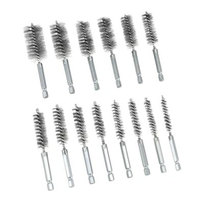 Immagine di QWORK® 14 pezzi Spazzole metalliche per trapani setole in acciaio inossidabile diametro da 8 mm a 25 con gambo esagonale 1/4 un&#039;efficace pulizia, lucidatura, molatura, sbavatura