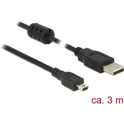 Immagine di Delock Cavo USB 2.0 Spina A, Mini B 2.00 m Nero con nucleo in ferrite 84915