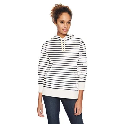 Immagine di Amazon Essentials Felpa con Cappuccio in Pile (Taglie Forti Disponibili) Donna, Bianco Righe, M