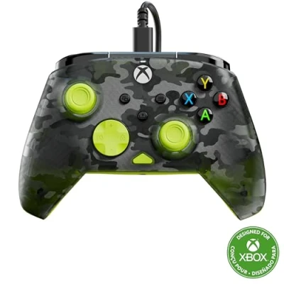 Immagine di Turtle Beach Rematch Core Ghost Camo Nero/Giallo Gamepad cablato Con licenza per Xbox Series XS, One e PC Pulsanti audio, motori Rumble grilletti a impulsi, cavo da 3 m