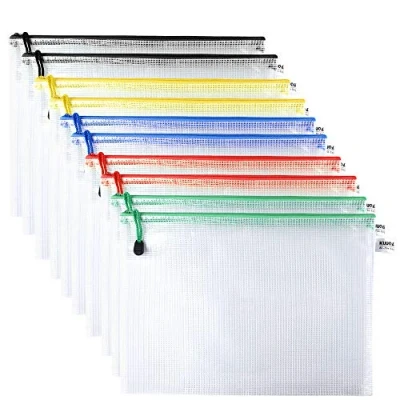Immagine di Kuuqa 10 Pezzi A4 Raccoglitore di Plastica con Cerniera Porta Documenti per Ufficio Forniture Scolastiche