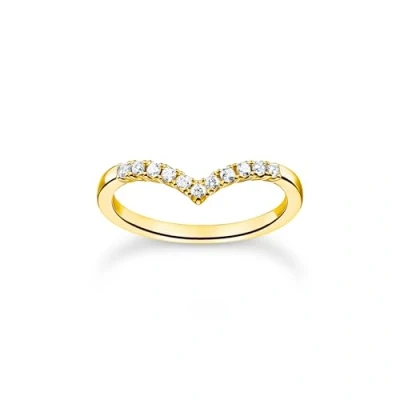 Immagine di THOMAS SABO Anello da donna a forma di V con pietre bianche, 54, Argento sterling, Zirconia cubica