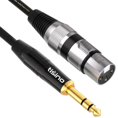 Immagine di Tisino Cavo XLR Jack, femmina a TRS jack 6,3 mm Microfono per Amplificatore, Mixer 2M