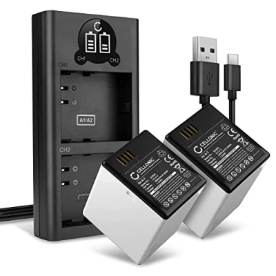 Immagine di CELLONIC 2X Batterie A 2 di Ricambio da 3000mAh per Arlo Go VMA4410, VML4030, LTE Netgear 308 10030 01 Sistema Sicurezza Telecamera sorveglianza + Caricabatteria Doppio impianti Allarme