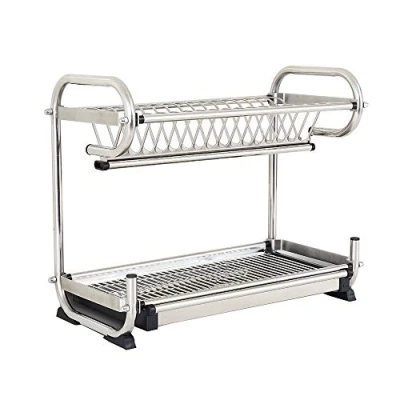 Immagine di ACLips Forniture da Cucina a Doppio ripiano in Acciaio Inossidabile 304, scolapiatti Appendere Parete, può Essere Montato Parete