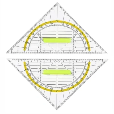 Immagine di YPYMOD 2 Pezzi Geometria Triangolo, di Triangolo in Plastica Trasparente, con Manico Rimovibile 16cm, Adatto per Studente Ufficio Designer Pittura(Giallo)