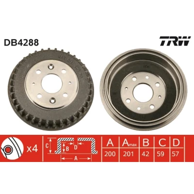 Immagine di TRW DB4288 Freni a Tamburo FIAT: Panda II Hatchback