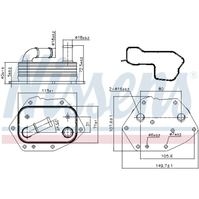 Immagine di NISSENS 90808 Radiatore Olio senza scatola per filtro dell’olio LAND ROVER: Freelander 2 SUV, CITROËN: C5 III Station Wagon, C8, PEUGEOT: 407 SW