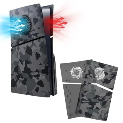 Immagine di Mcbazel PS5 Slim Faceplate Piastra di Ricambio Placche per Pannello Laterale Rigido Copertura Protettiva in ABS con Accessori Ventilazione PlayStation 5 Disc Edition Camuffare