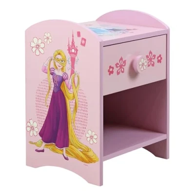 Immagine di Disney Princess Kids Bedside Table with Drawers for Storage, Light Pink Comodino, Legno ingegnerizzato MDF da 15 mm, Piccolo