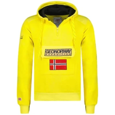 Immagine di Geographical Norway Gymclass Felpa con Cappuccio, da Uomo, Infilabile dalla Testa (Giallo Fluorescente, XX_l)