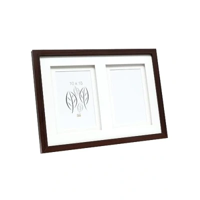 Immagine di Deknudt Frames S65KQ2 10.0X15.0 Cornice portafoto, a 2 vani, con passepartout Doppio, in Legno Color Marrone 34 x 24,5 2,3 cm