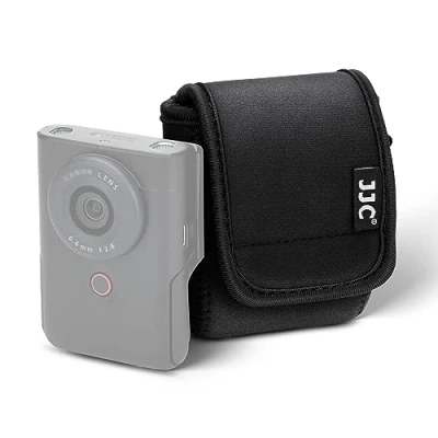 Immagine di JJC Custodia compatta per fotocamera Canon PowerShot V10 Vlog, da viaggio V10, morbida protettiva in neoprene con tracolla regolabile e moschettone, Nero ,
