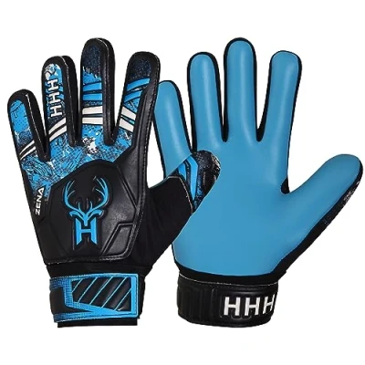 Immagine di HHH Guanti da portiere per bambini calcio con palmi in lattice 4 mm e ottima presa (blu, taglia 7 (adulti)