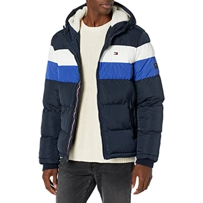 Immagine di Tommy Hilfiger Giacca da uomo con cappuccio, Blu Combo Poly Tech, Large