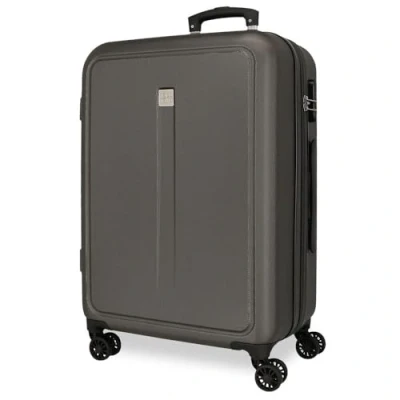 Immagine di ROLL ROAD Valigia Cambogia Medium Nero 46x65x23cm Hard ABS Combinazione Serratura Laterale 56L 3.8kg 4 Ruote Doppie Nero/Bianco, Media, Media