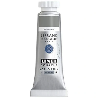 Immagine di Lefranc Bourgeois 301225 Linel Gouache Acquerelli extra fini e lisci con massima intensità di colore, luminosità per un&#039;applicazione senza striature, tubo da 14 ml Grigio