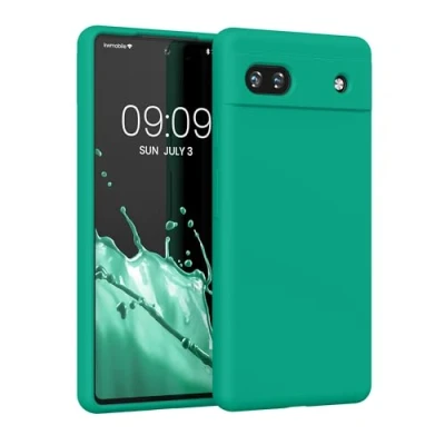 Immagine di kwmobile Cover per Google Pixel 6a Custodia Back Case Smartphone in Silicone TPU Protezione Gommata verde smeraldo