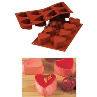 Immagine di Silikomart Teglia per 8 muffin a forma di cuore, in silicone