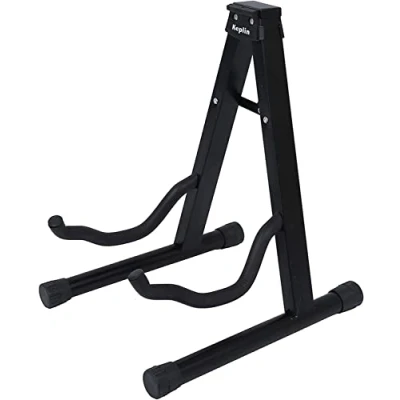 Immagine di KEPLIN supporto per chitarra con telaio A (nero) pieghevole elettrica, universale adatto tutte le chitarre acustiche elettriche e bassi