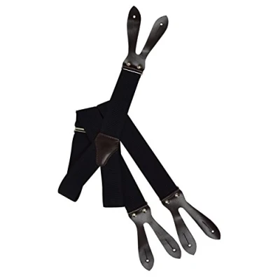 Immagine di Olata Unisex Bretelle regolabili con Vera Pelle Marrone Scuro Asole, 3.5cm larghezza Nero