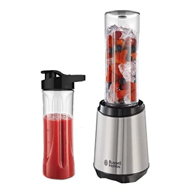 Immagine di Russell Hobbs Frullatore Elettrico Smoothie Robot da cucina e Portatile Motore potente 23.500 giri min, Acciaio Inox con 2 contenitori di miscelazione 600 ml, senza BPA, 23470 56