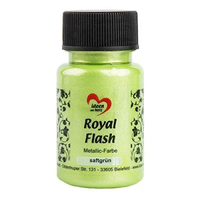 Immagine di ideen mit herz Colore acrilico metallico Royal Flash con riflessi metallici e particelle glitterati fini Vernice brillante metallizzata per gagliette 50 ml (verde linfa)