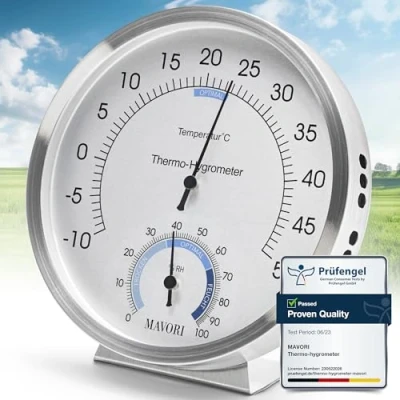 Immagine di MAVORI® 2in1 Igrometro Termometro Analogico, Ambiente Interno Precisa Per La Misurazione Dell&#039;umidità E Della Temperatura, Professionale Un Sano