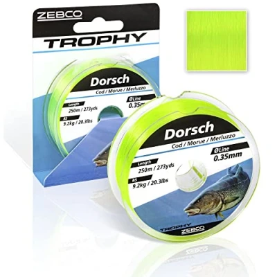 Immagine di Zebco Merluzzo Trofeo, Accessori monofilamento Linea Pesca cod Line qualità, Giallo Fluo, 0,30mm / 6,9Kg