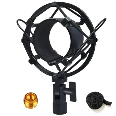 Immagine di Tencro 47 53mm AT2020 Microfono Shock Mount Anti vibrazione Clip per in metallo ad alto isolamento con filtro antipop e adattatore