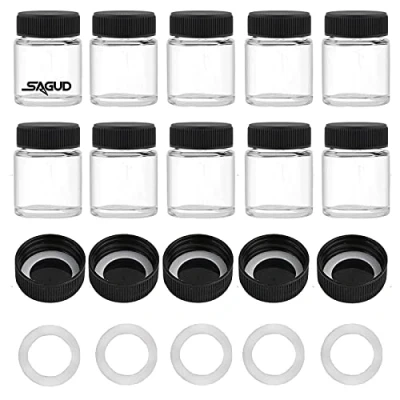 Immagine di SAGUD Lenti per aerografo 10 pz Airbrush Bottiglie 2/3oz 20cc con Coperchi di Plastica Kit e 5 Extra 5pcs O Ring, Air Brush Paint Storage Jars Store Pigments Inchiostri Colore