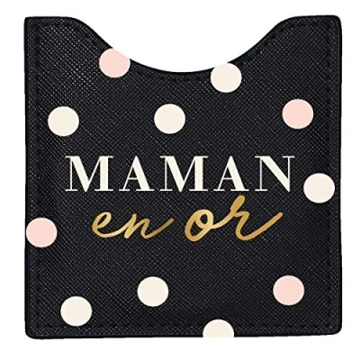 Immagine di Draeger Specchio rotondo da tasca con scritta &quot;Maman&quot;, ideale come regalo di compleanno, per tutte le occasioni, dimensioni: 8,5 cm x 8