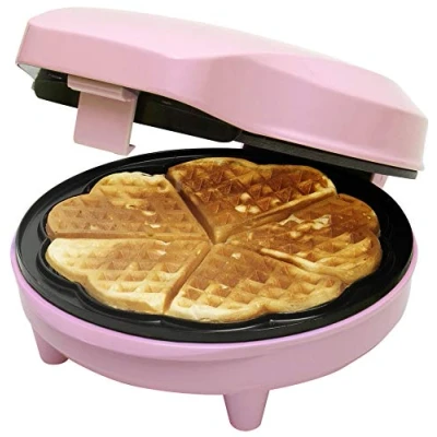 Immagine di Bestron waffle Maker, piastra per a forma di cuore, macchina con antiaderente &amp; indicatoro luminso, collezione Sweet Dreams, 700 watt, colore: Rosa