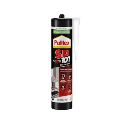 Immagine di Pattex Sigillante Polimerico Instant Tack SP101, Ottima Adesione, Adesivo Sigillante, Sigilla e Incolla, Multimateriale, Elevate Prestazioni, Aderisce su Superfici Umide, Cartuccia da 280 ml