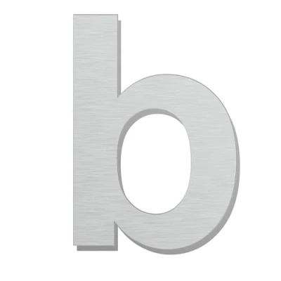 Immagine di spazzolato moderno numero civico 4 pollici 102 mm altezza, in solido acciaio INOX 304, galleggiante aspetto e facile da installare(Lettera b)