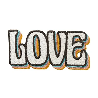 Immagine di Finally Home toppa termoadesiva in stile retrò con scritta &quot;Love&quot; Toppe vintage, Old School, da stirare amore, giacca di jeans 3D