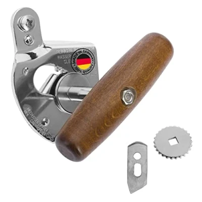 Immagine di Westmark Set da 3 Pezzi, 1 Apriscatole Professionale Titan + Coltello di Ricambio Rotella Ricambio, Acciaio/Legno/Acciaio Laccato, Argento/Marrone/Nero, 122422E6
