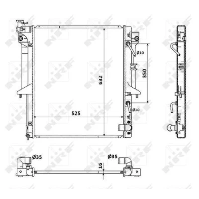 Immagine di NRF 53909 Radiatore motore Alluminio 635 525 16 Alette di raffreddamento saldate MITSUBISHI: L200 / Triton IV Pick up