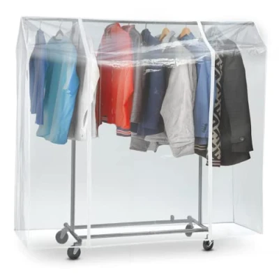 Immagine di Tatkraft Protector Copertura Protettiva per Appendiabiti, Protegge da Raggi UV, Polvere, Sporcizia, Odori, Pioggia, Realizzato in PVC Trasparente con 2 Cerniere, L120 cm