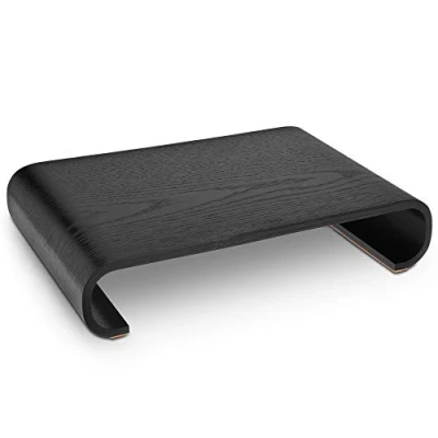 Immagine di Navaris Supporto Monitor da Tavolo in Legno Stand per Schermo PC Computer TV Base Universale Scrivania Rialzo Notebook Portatile Nero