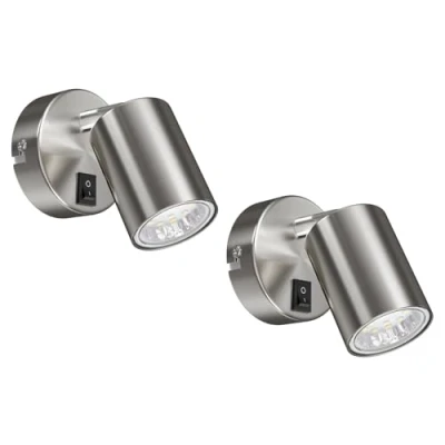 Immagine di ledscom.de 2 spot a parete WAIKA, fiamma singola, con interruttore, GU10, cromo opaco, incl. lampada LED GU10 (bianco, 2.076W, 206lm, 110)