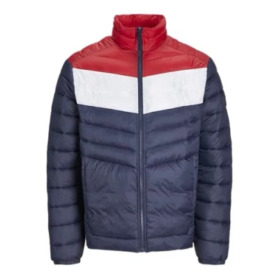 Immagine di JACK &amp; JONES Jjesprint Buffer Collar Giacca, Navy Blazer/Dettagli: Bianco/True Red Blocking, S Uomo