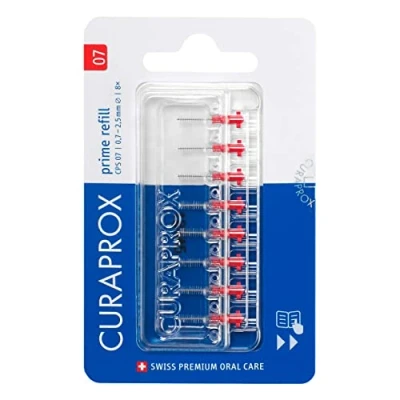 Immagine di Curaprox Interdentalbürsten CPS 07 prime, Refill, 8 Stück, rot, 0.7 mm Durchmesser, 2.5 Wirksamkeit, Nachfüllpackung, ohne Halter