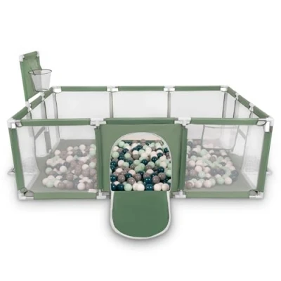 Immagine di Selonis Recinto Per Bambini Con 200 Palline 6 Cm, Playground Box, Verde: Turchese Scuro/Grigio/Bianco/Menta